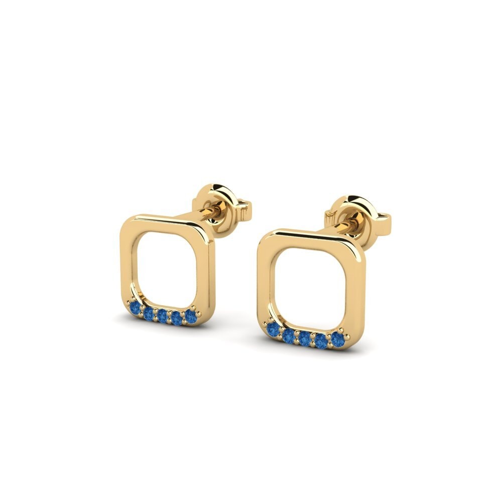 Zircônia azul escuro Brincos Feminino Taaw