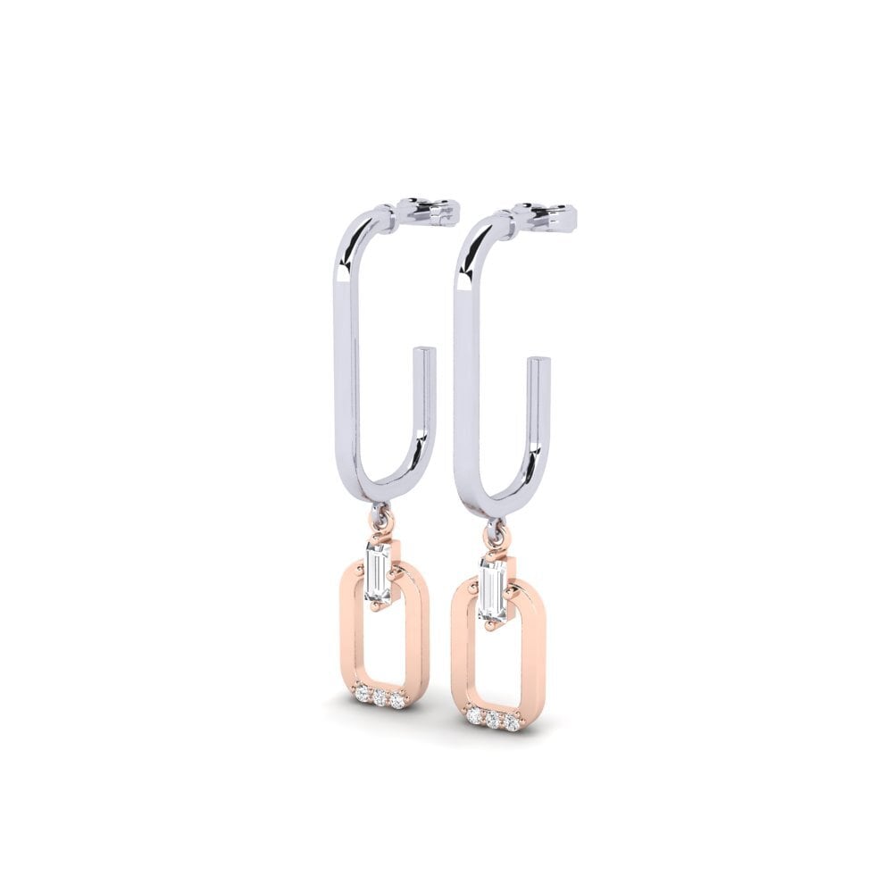 14ct White & Rose Gold Women's Earring Tikanga