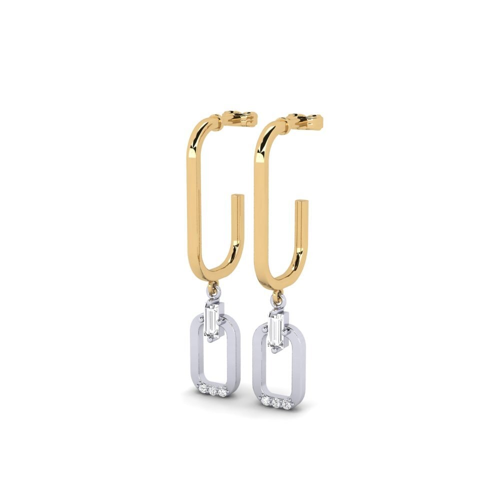 14ct Yellow & White Gold Women's Earring Tikanga