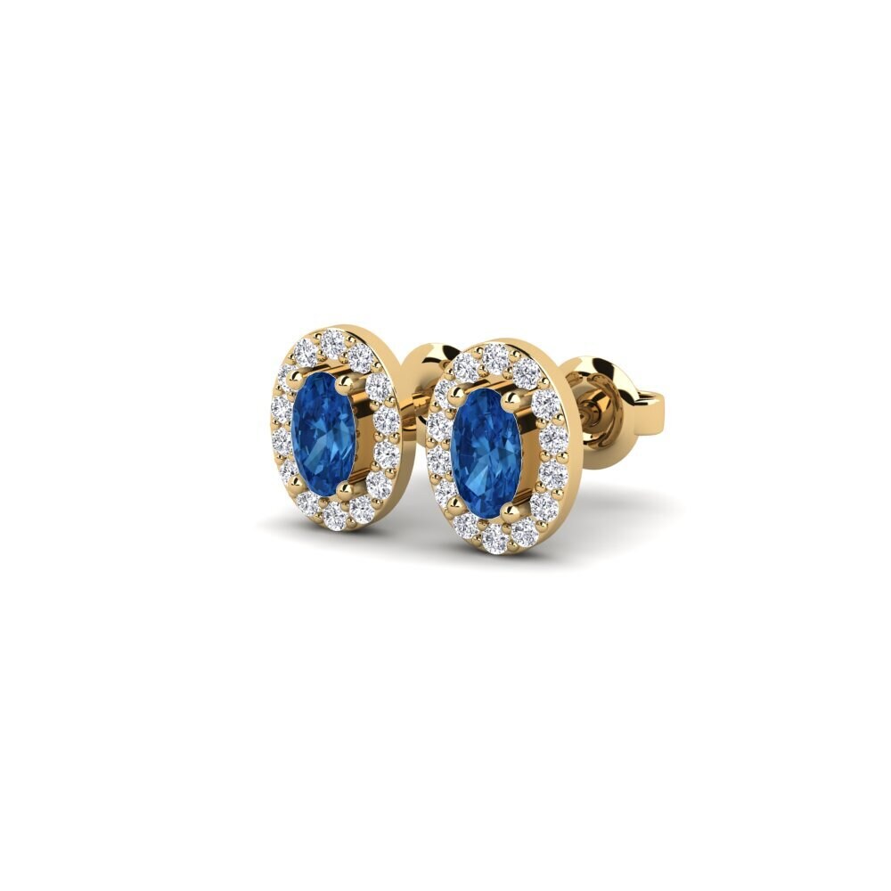 Zircônia azul escuro Brincos Feminino Amagat