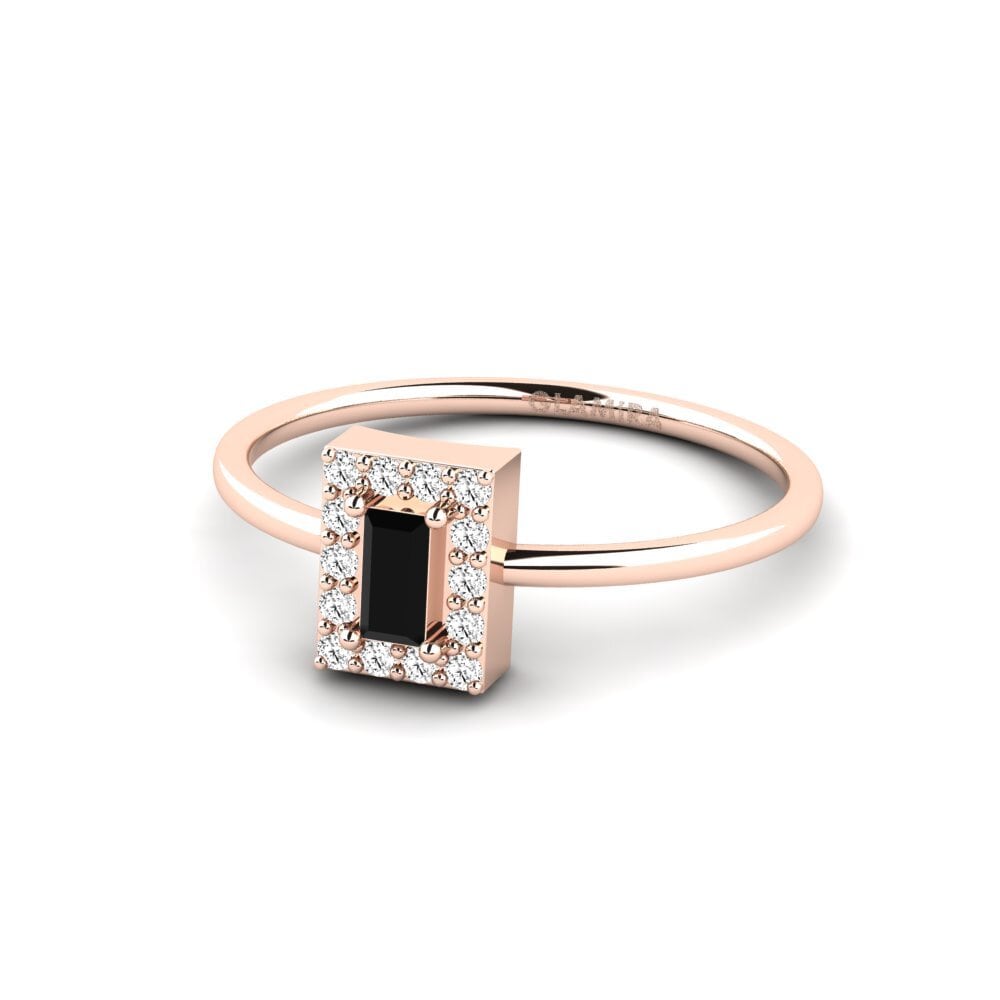 14ct Rose Gold Black Onyx Engagement Ring Dutse