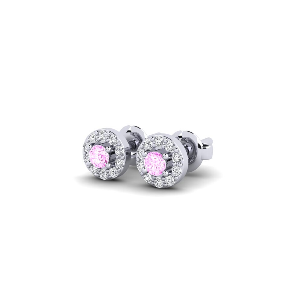 14k Oro Blanco Zafiro Rosado Pendiente de mujer Gitago