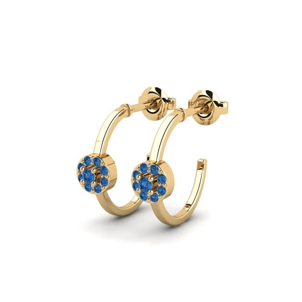 Zircônia azul escuro Brincos Feminino Jasirin