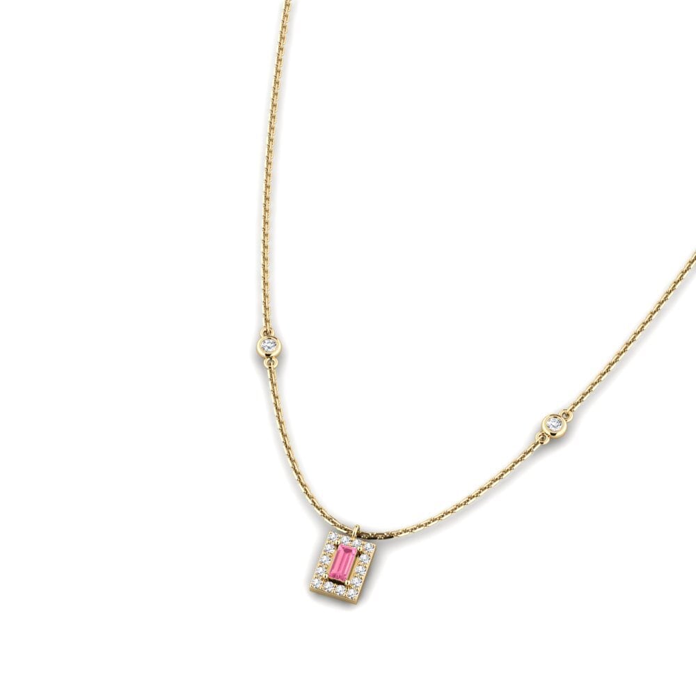 Zafiro Rosado Collar de Mujer Media