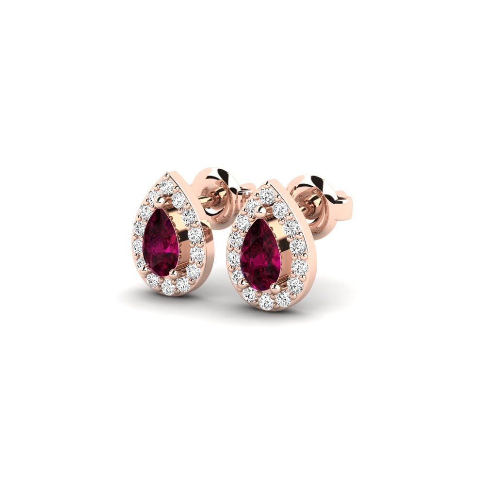 14k Oro Rosa Granate Rhodolite Pendiente de mujer Natia
