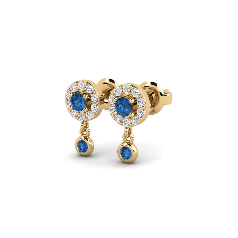 Zircônia azul escuro Brincos Feminino Olculto