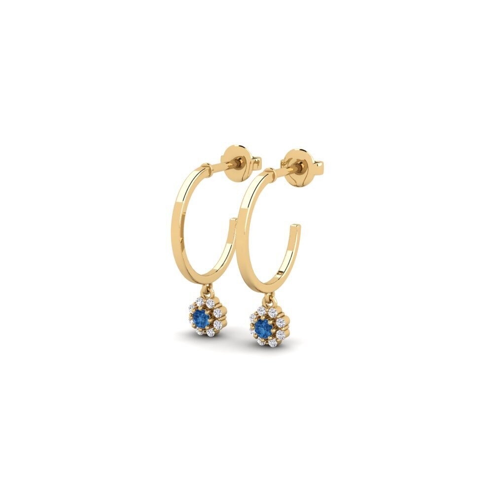 Zircônia azul escuro Brincos Feminino Parvata