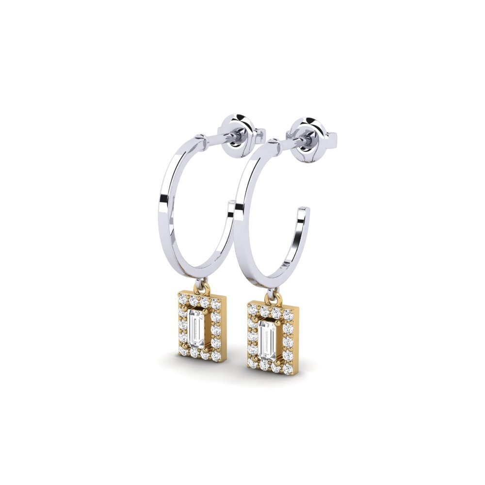 14ct White & Yellow Gold Women's Earring Planina