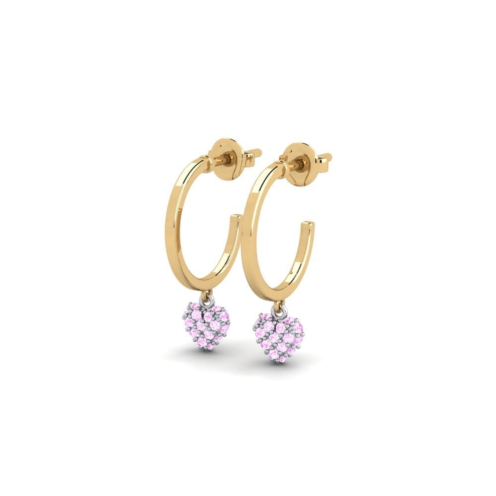 14k Oro Amarillo & Blanco Zafiro Rosado Pendiente de mujer Veikls