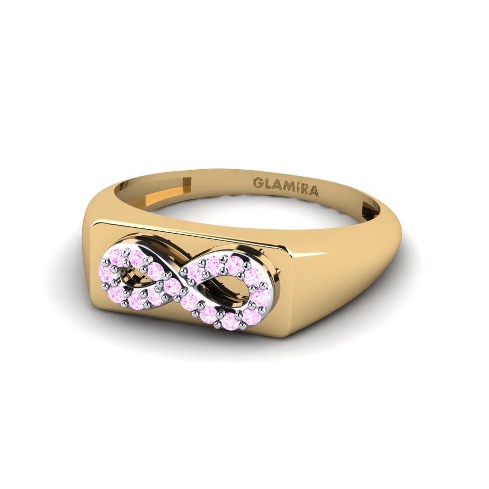 14k Oro Amarillo & Blanco Zafiro Rosado Anillo Arwa