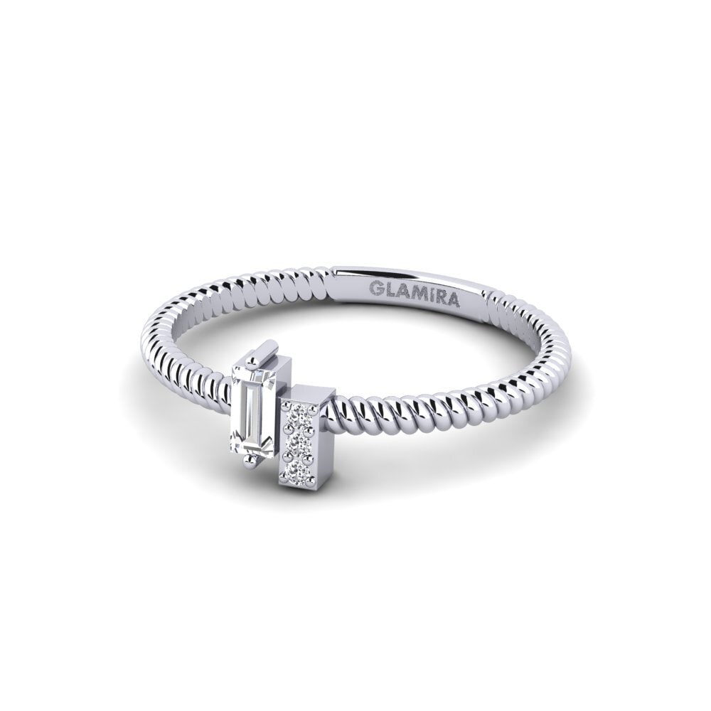 14k Oro Blanco Anillo Fryele