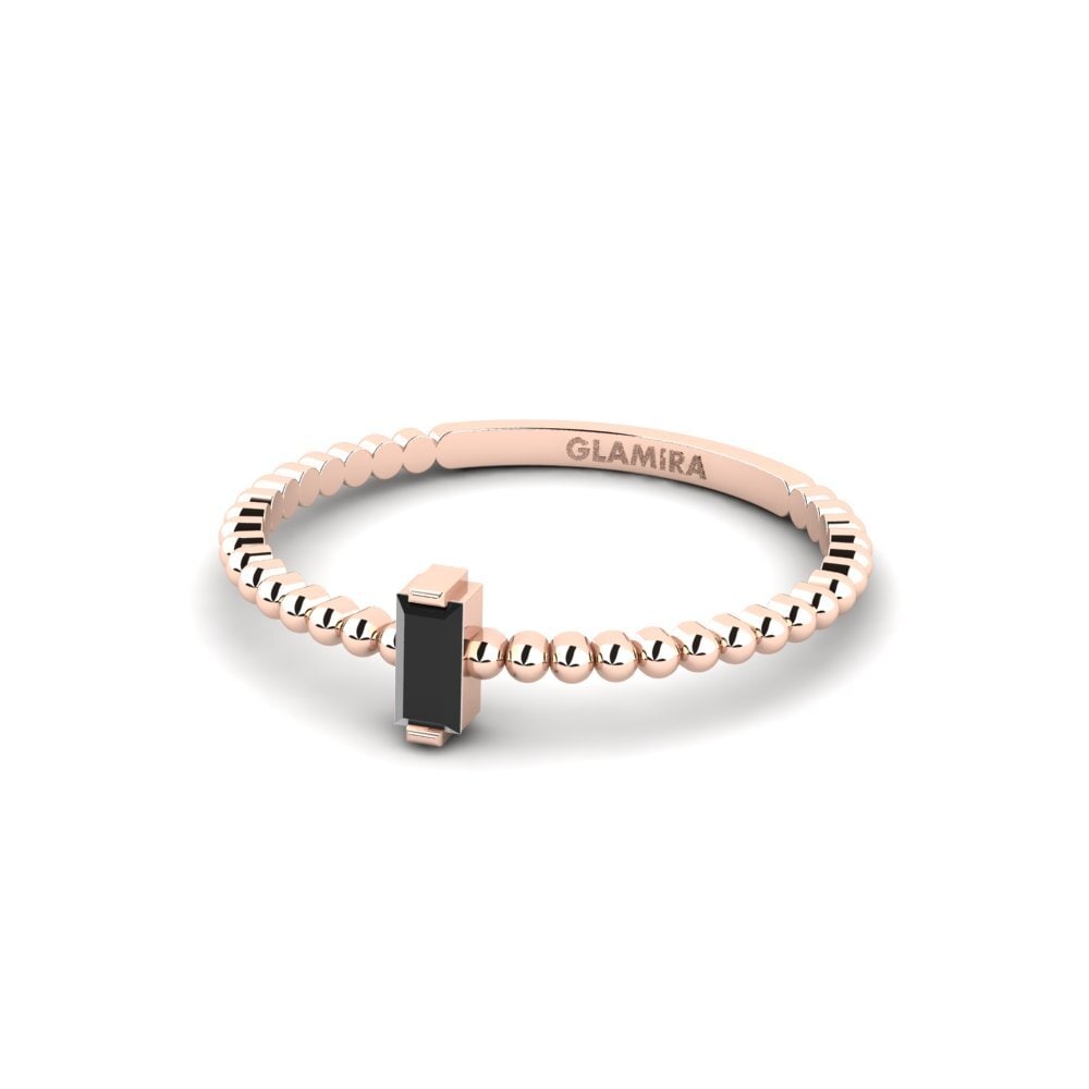 14ct Rose Gold Black Onyx Engagement Ring Gamay