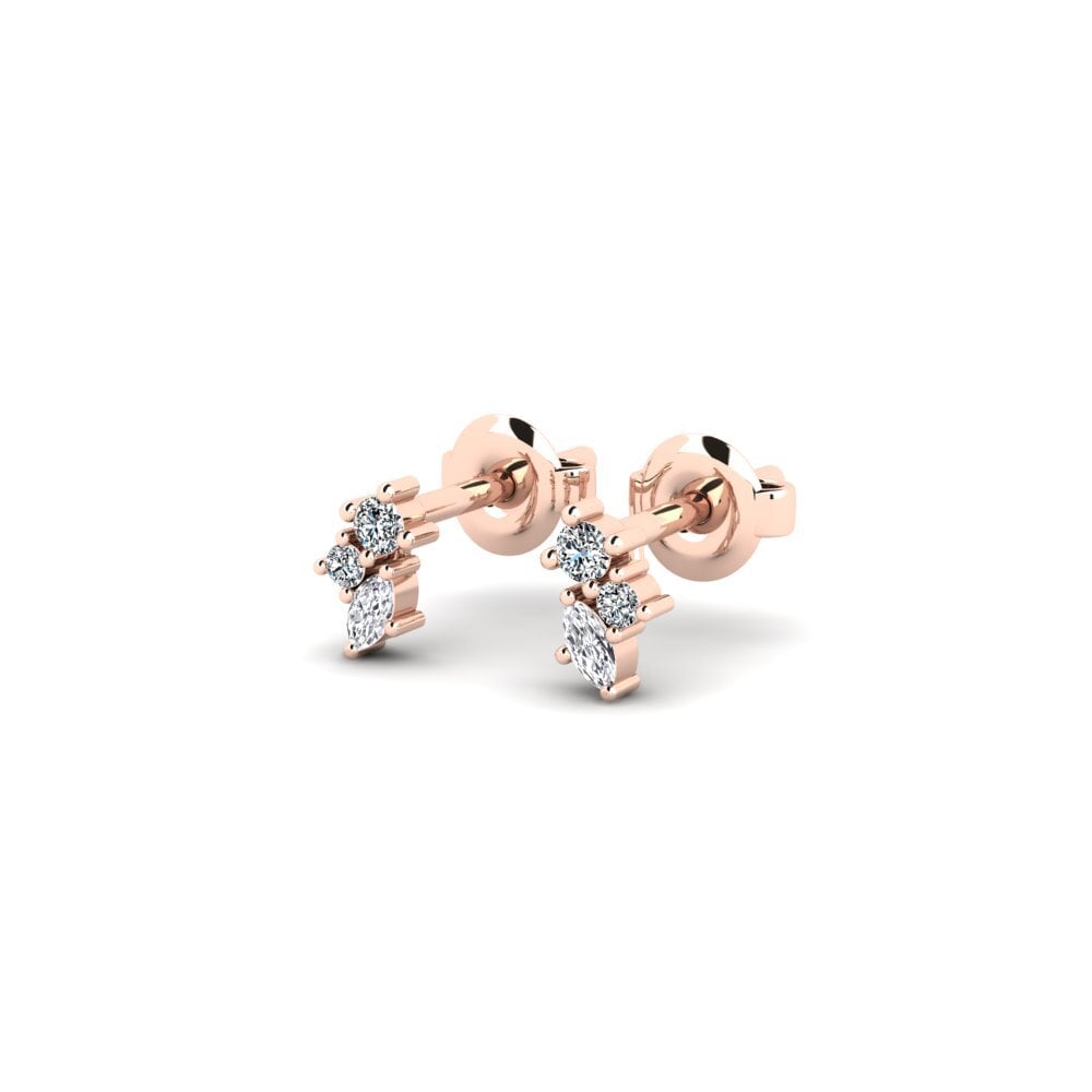 14ct Rose Gold Zirconia Women's Earring Siwxi