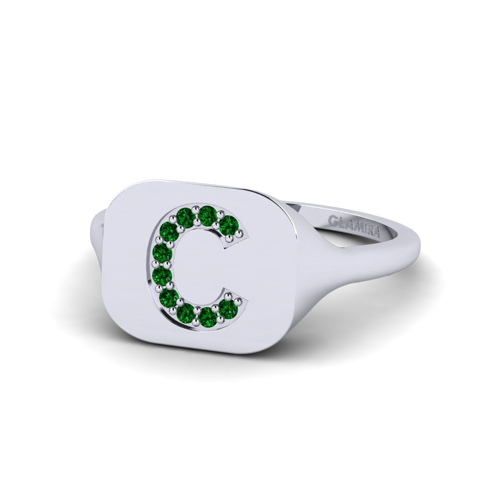 Palladium 950 Grüner Zirkonia Ring Swara - C