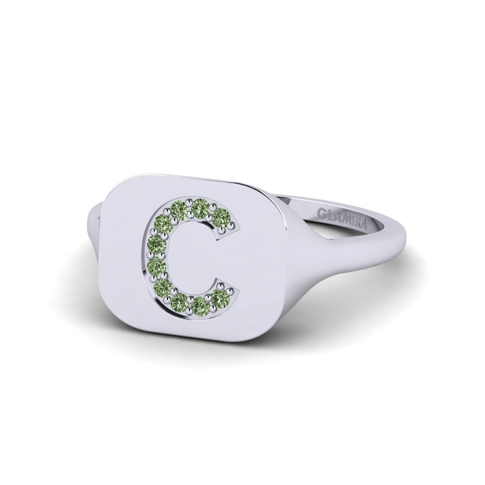 Palladium 950 Grüner Diamant Ring Swara - C