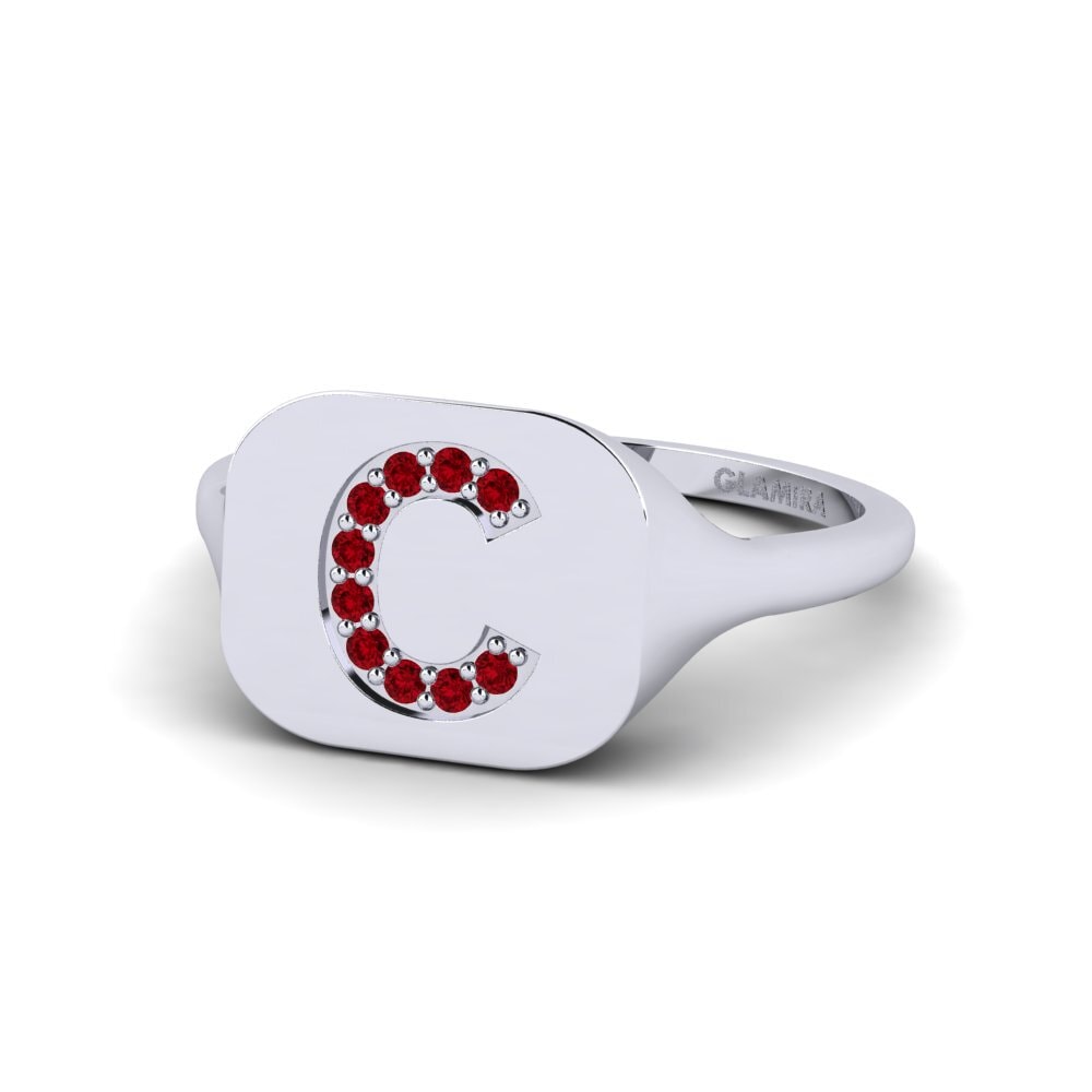 Palladium 950 Roter Zirkonia Ring Swara - C