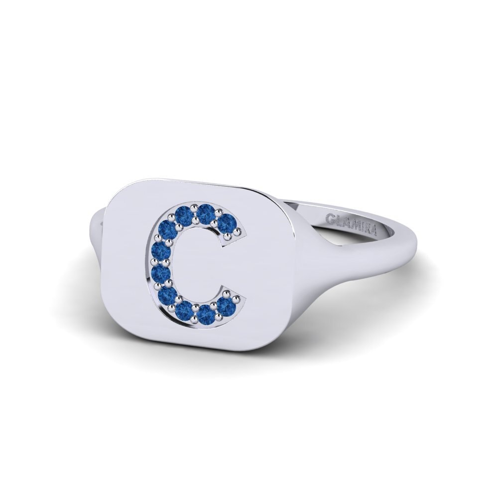 Palladium 950 Dunkelblauer Zirkonia Ring Swara - C