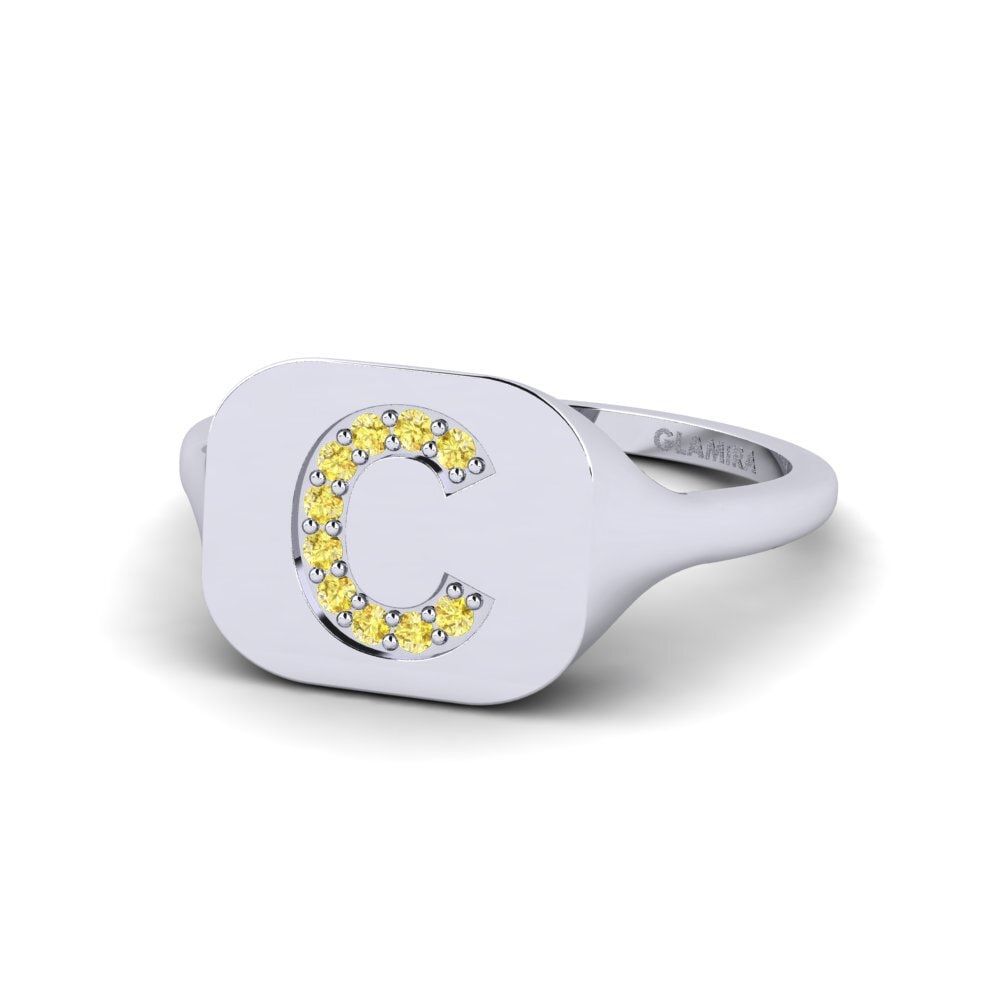 Palladium 950 Gelber Saphir Ring Swara - C