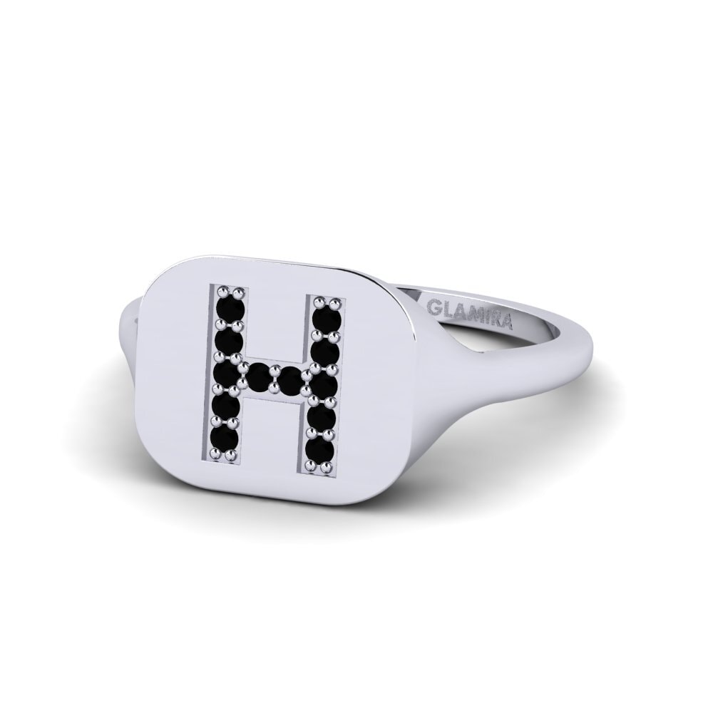 Palladium 950 Schwarzer Onyx Ring Swara - H