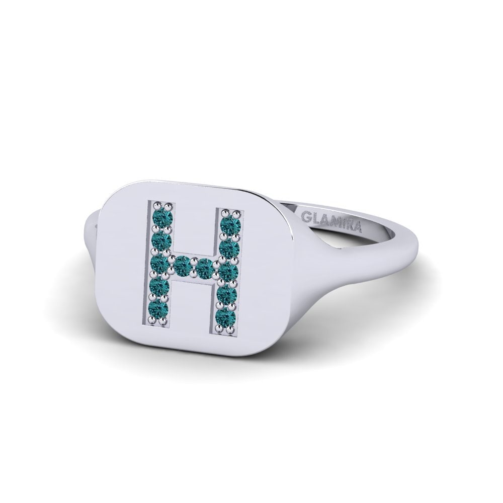 Palladium 950 Blauer Diamant Ring Swara - H