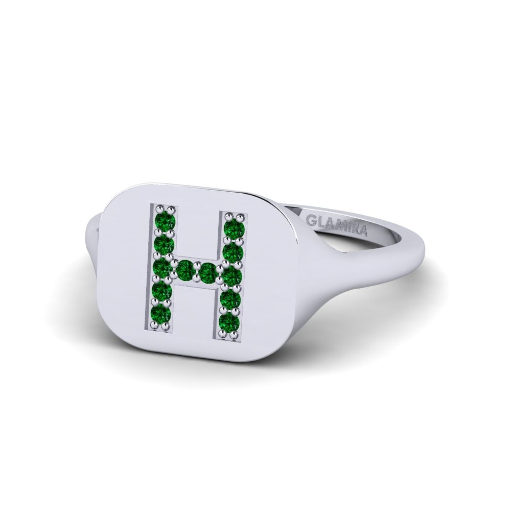 Palladium 950 Grüner Zirkonia Ring Swara - H