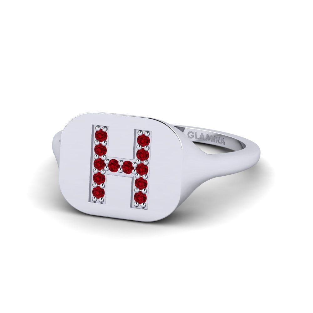 Palladium 950 Roter Zirkonia Ring Swara - H