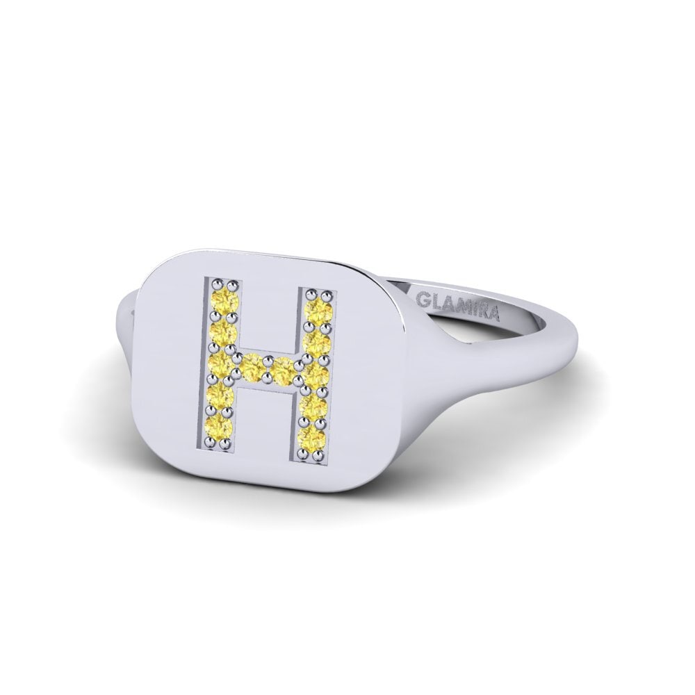 Palladium 950 Gelber Saphir Ring Swara - H