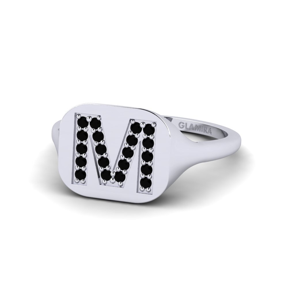 Palladium 950 Schwarzer Onyx Ring Swara - M