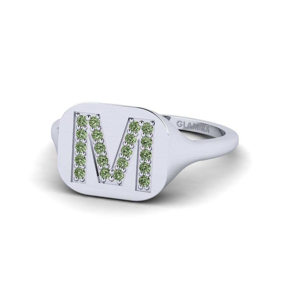 Palladium 950 Grüner Diamant Ring Swara - M