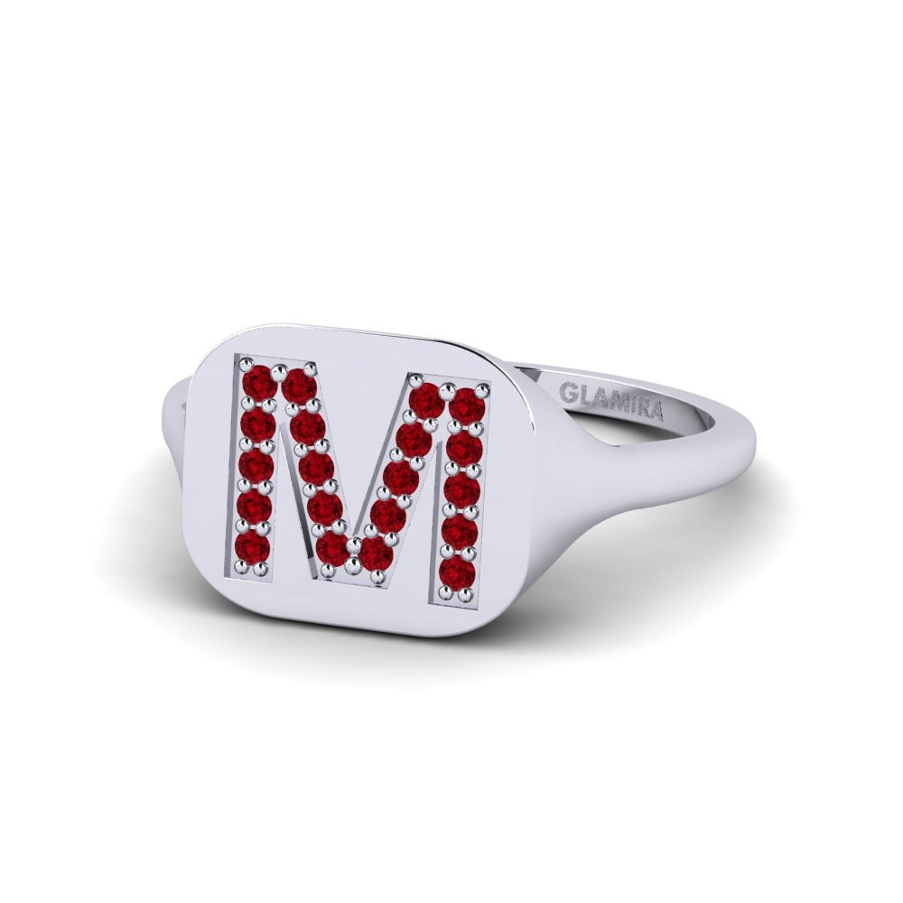 Palladium 950 Roter Zirkonia Ring Swara - M