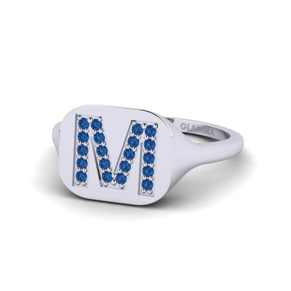 Palladium 950 Dunkelblauer Zirkonia Ring Swara - M
