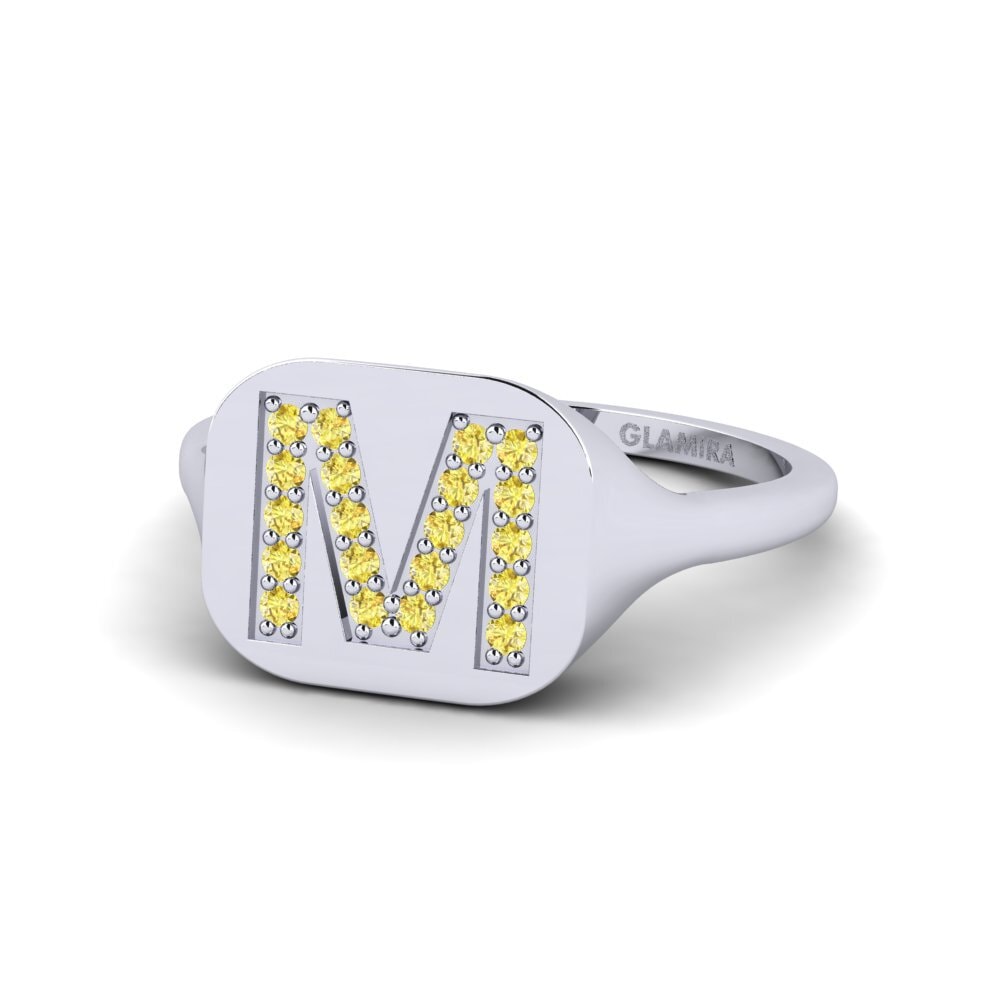 Palladium 950 Gelber Saphir Ring Swara - M