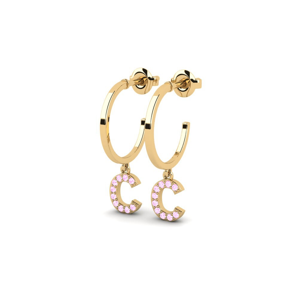 Pink Sapphire Women's Earring Bundok - C
