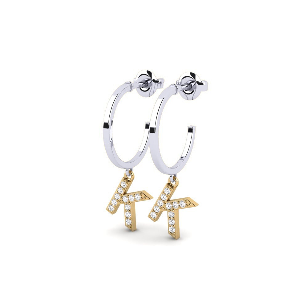 14ct White & Yellow Gold Women's Earring Bundok - K