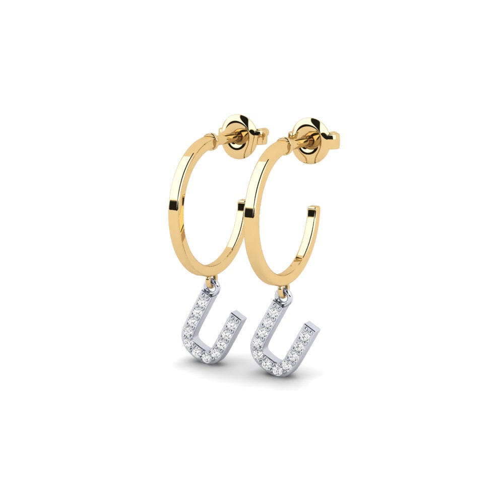 14ct Yellow & White Gold Women's Earring Bundok - U