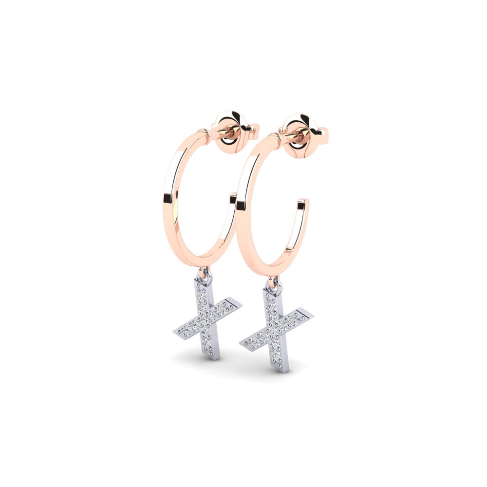14ct Rose & White Gold Women's Earring Bundok - X