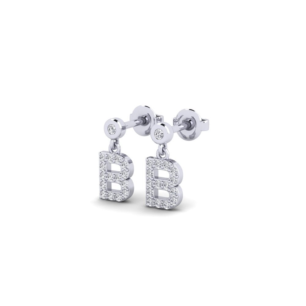 14ct White Gold Women's Earring Jasorat - B