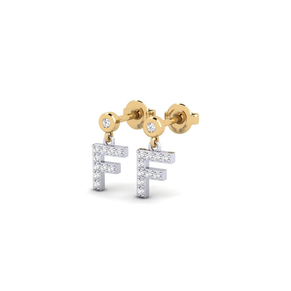 14ct White & Yellow Gold Women's Earring Jasorat - F