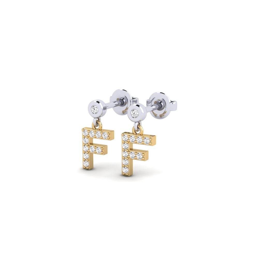 14ct Yellow & White Gold Women's Earring Jasorat - F