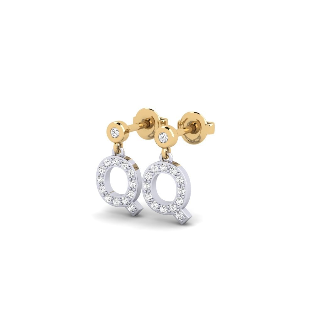 14ct White & Yellow Gold Women's Earring Jasorat - Q