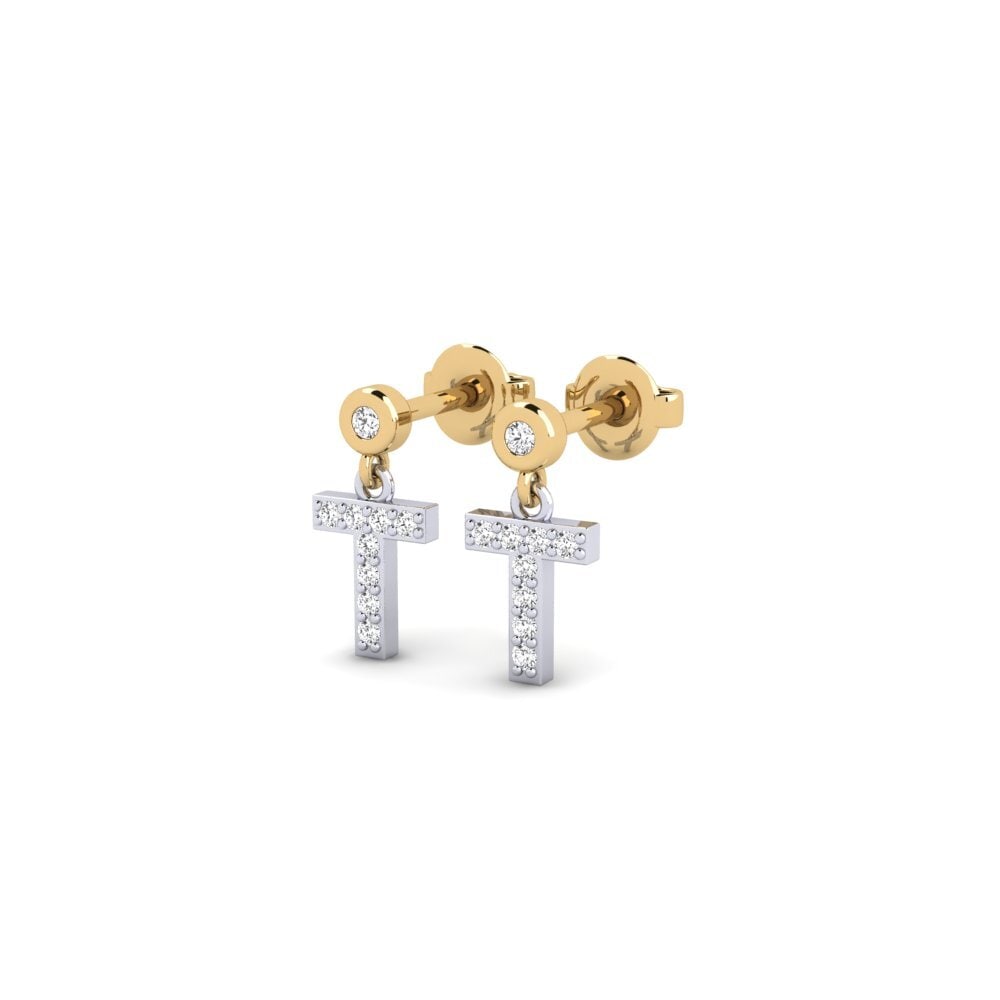 14ct White & Yellow Gold Women's Earring Jasorat - T