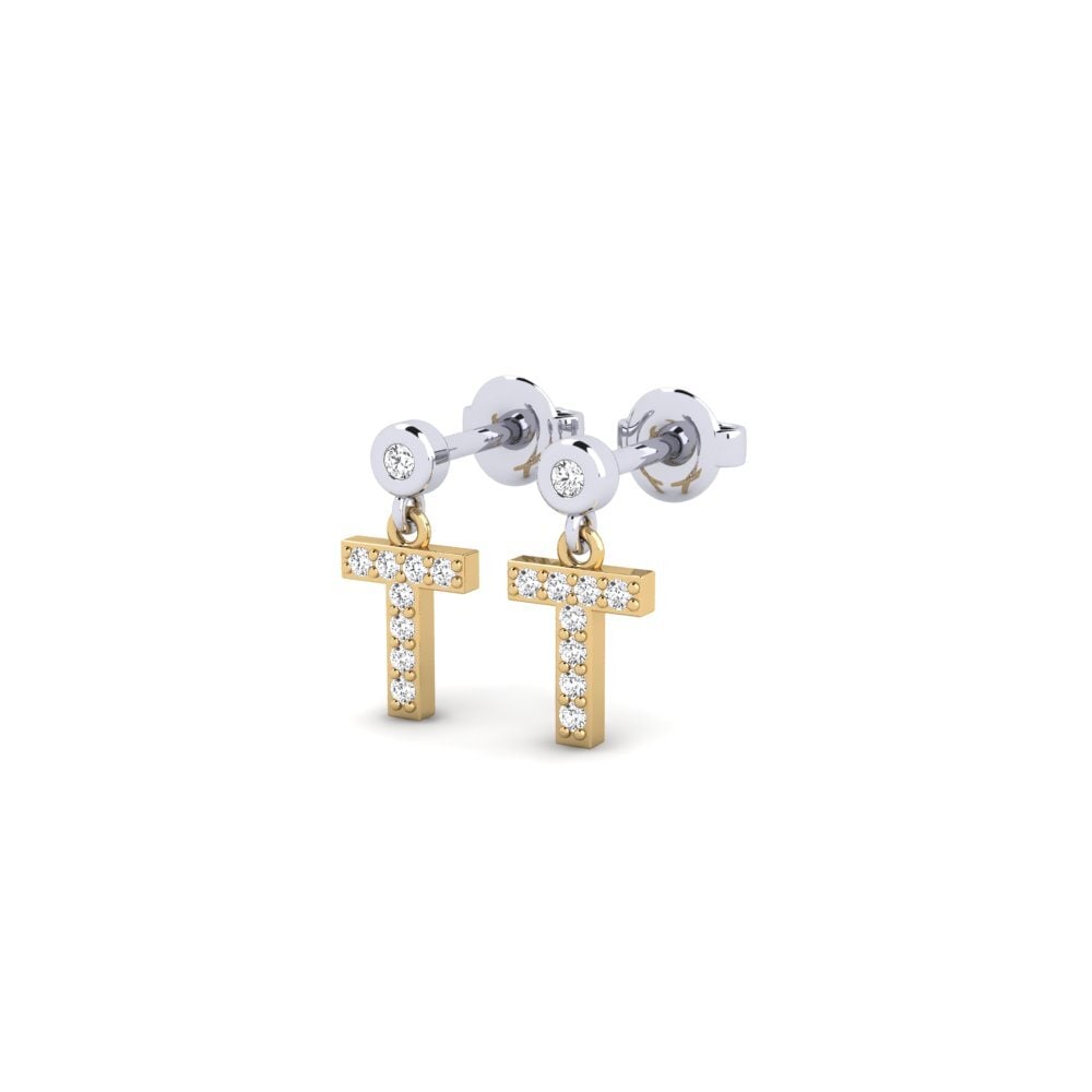 14ct Yellow & White Gold Women's Earring Jasorat - T