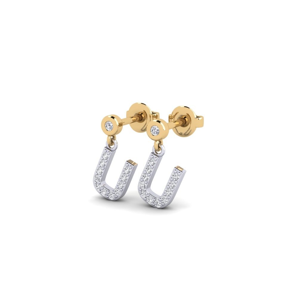 14ct White & Yellow Gold Women's Earring Jasorat - U