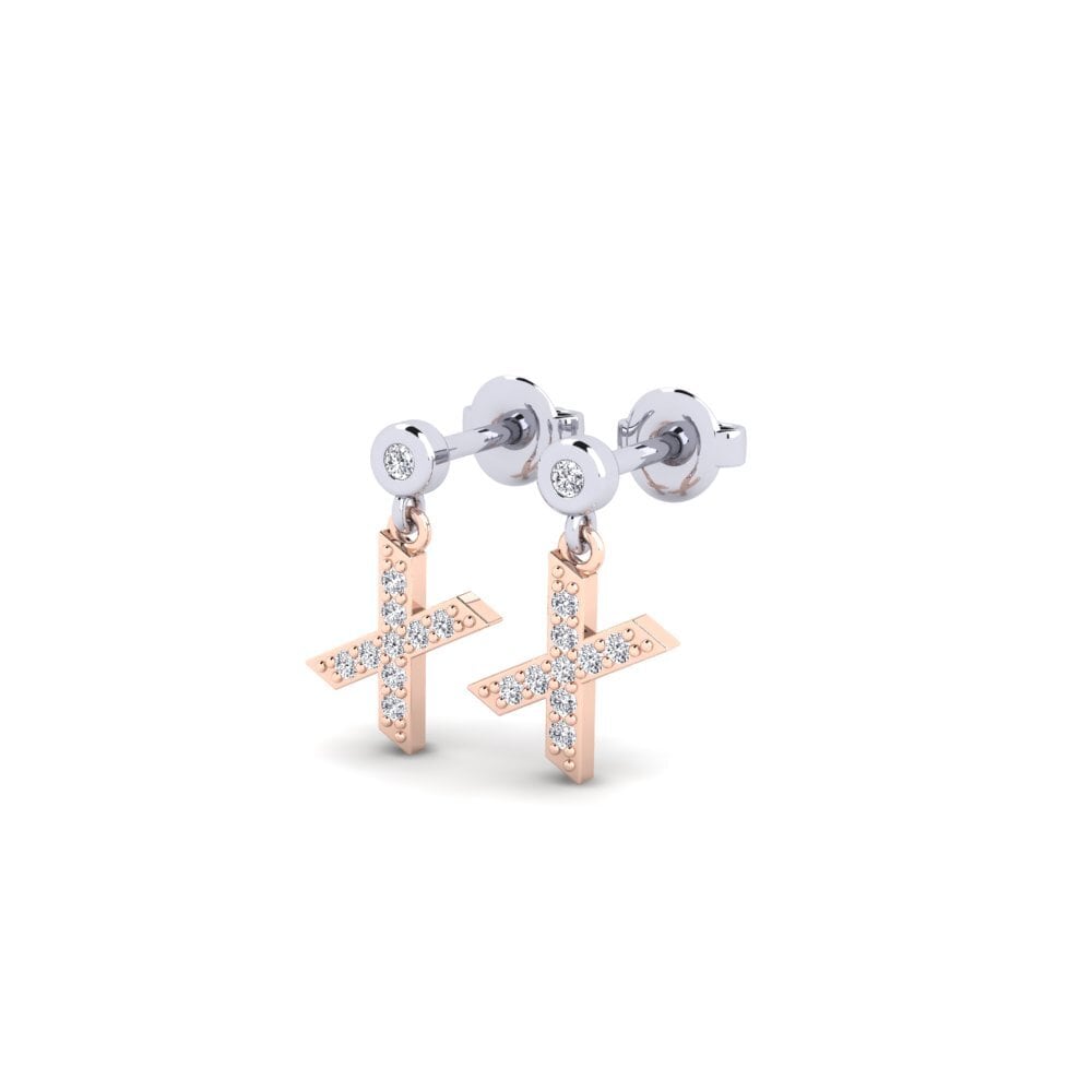 14ct Rose & White Gold Women's Earring Jasorat - X