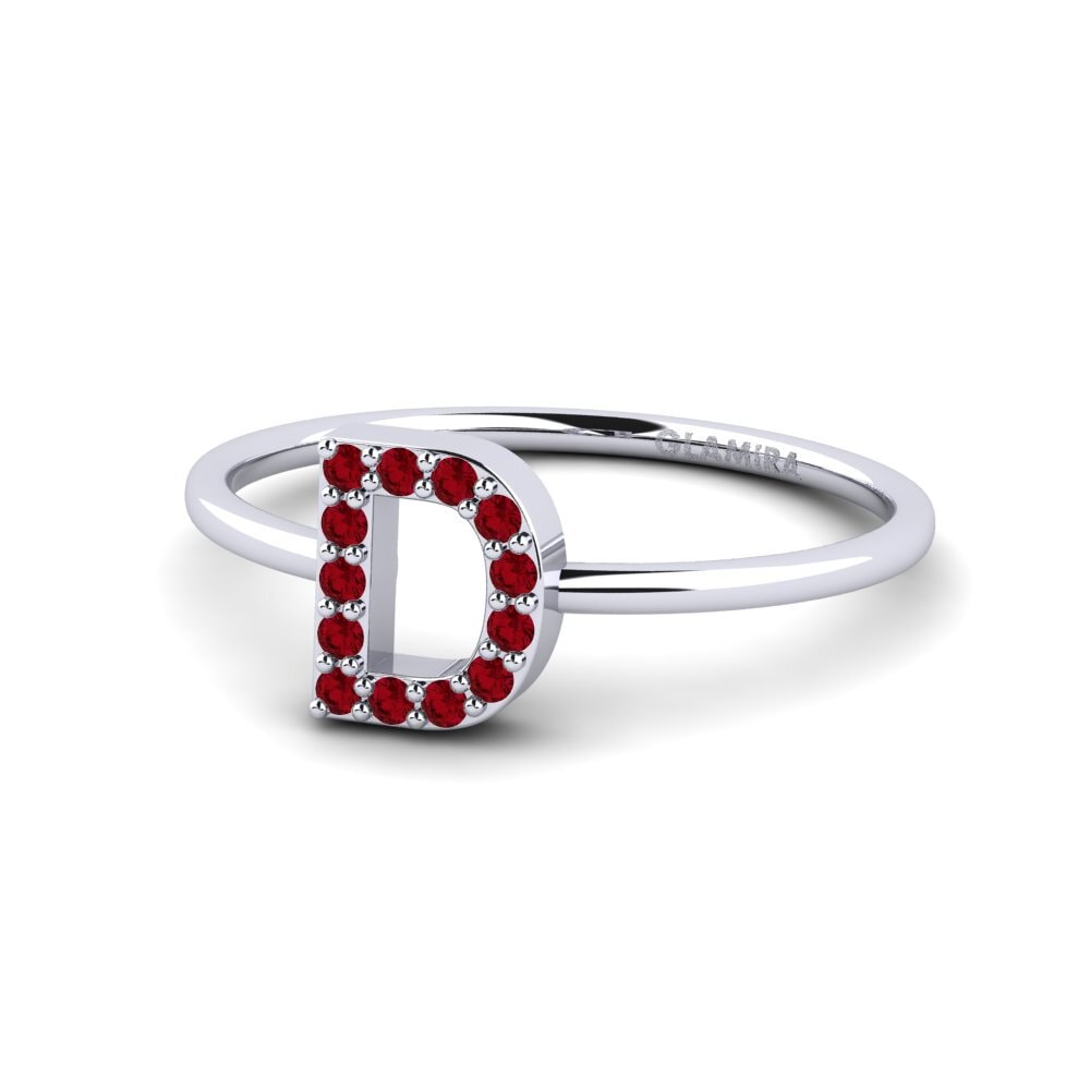 Palladium 950 Roter Zirkonia Ring Kalns - D