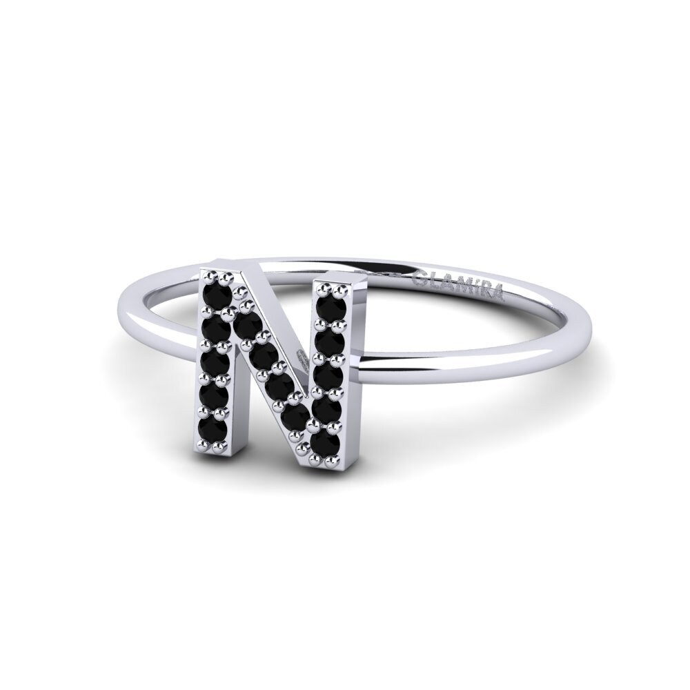Palladium 950 Schwarzer Onyx Ring Kalns - N