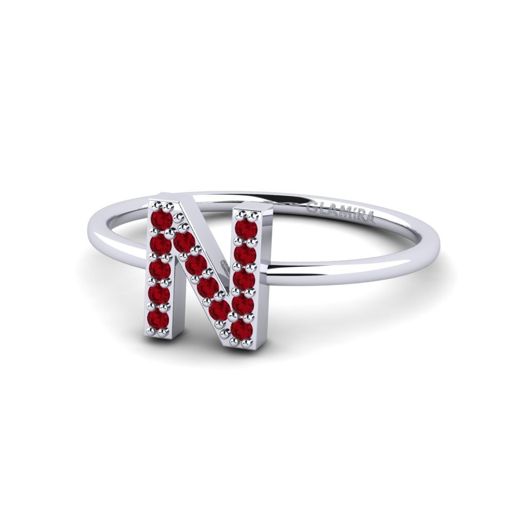 Palladium 950 Roter Zirkonia Ring Kalns - N