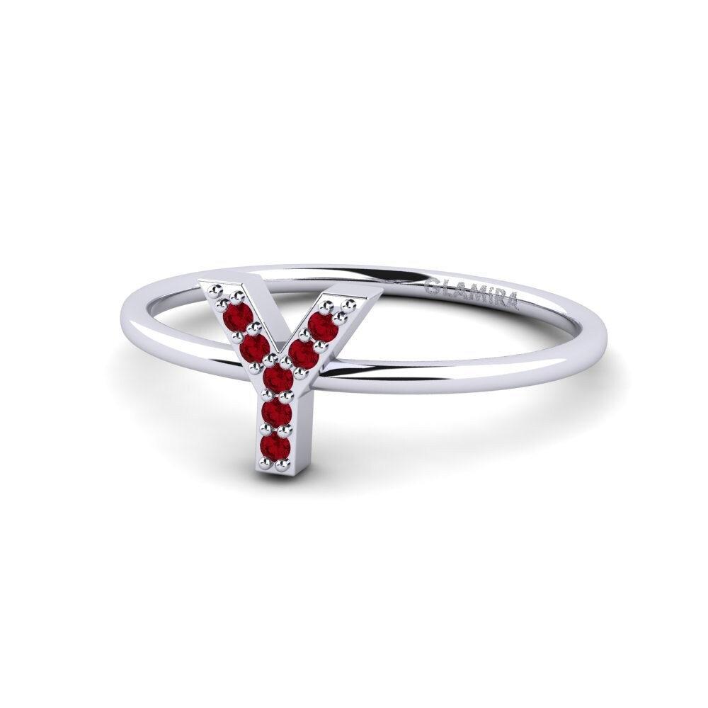 Palladium 950 Roter Zirkonia Ring Kalns - Y