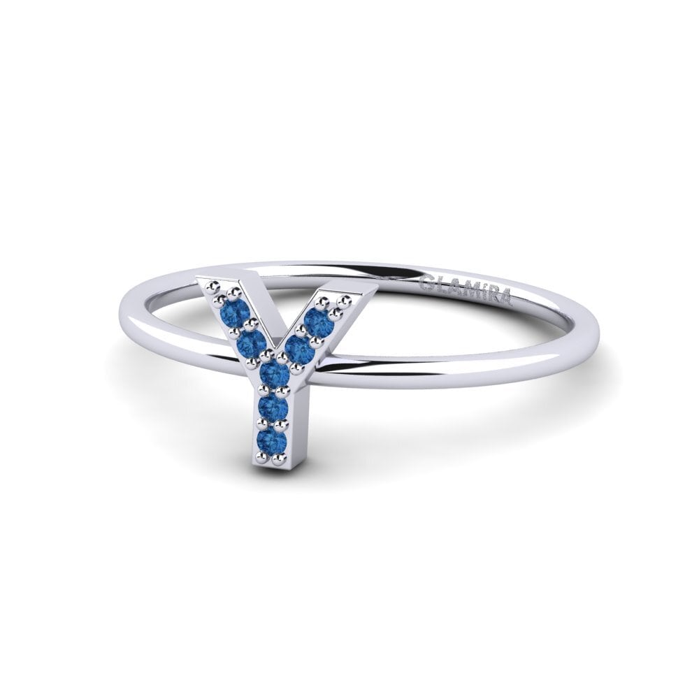 Palladium 950 Dunkelblauer Zirkonia Ring Kalns - Y