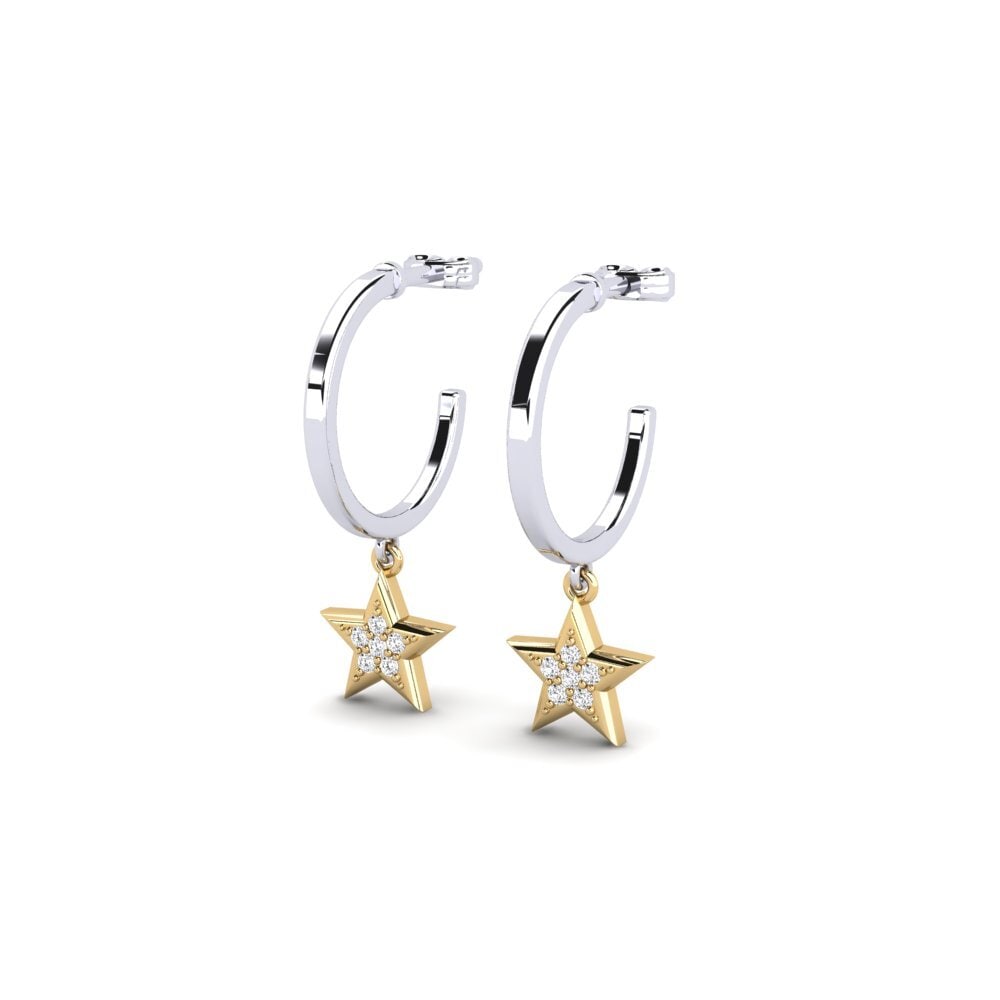 14ct White & Yellow Gold Women's Earring Sebaka